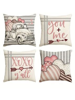New Set of 4 Pink & Gray Love Throw Pillow Covers 18 x 18